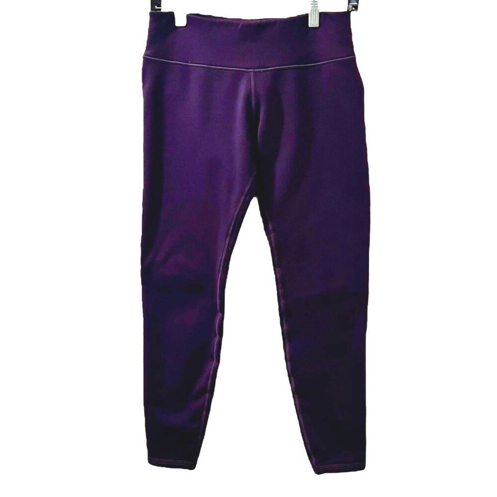 Athleta Womens S Purple Running Yoga Leggings Back Zip Pocket Stretch Ankle